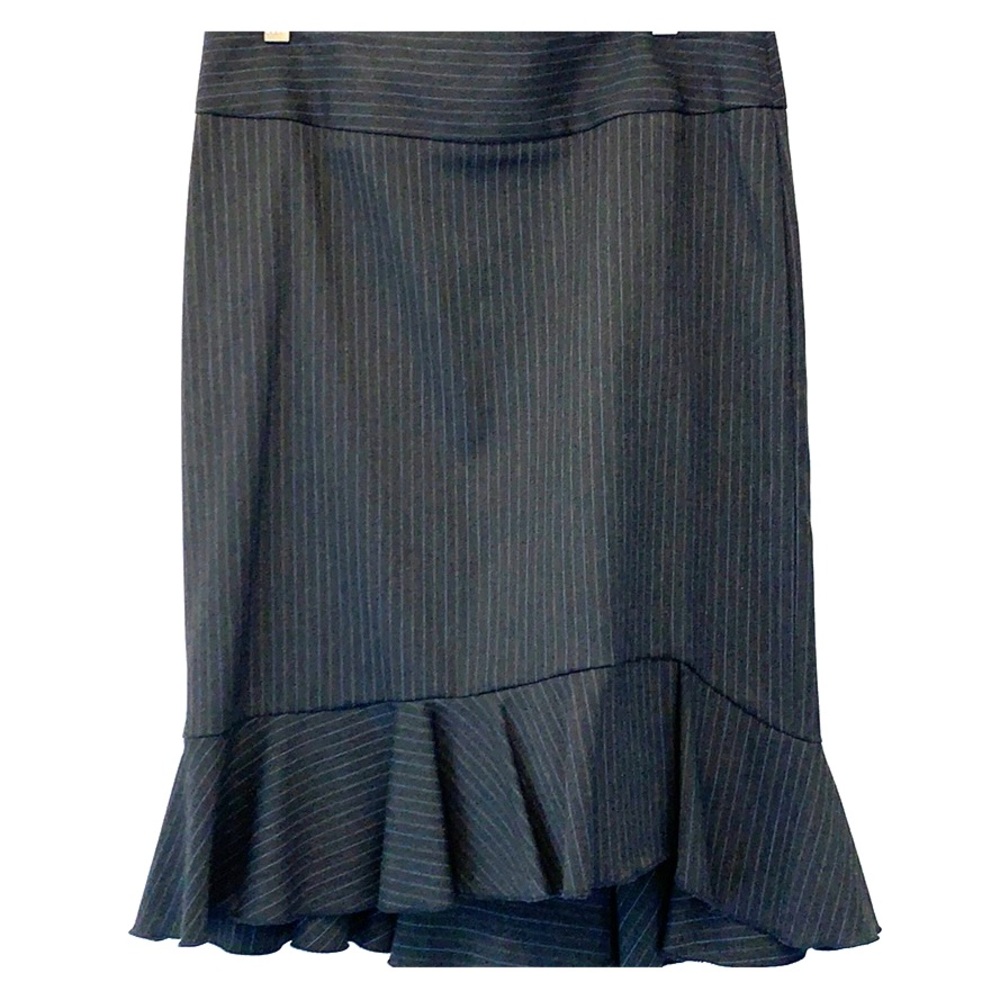 Express Pencil Skirt w/ Ruffles Blue Pinstripe